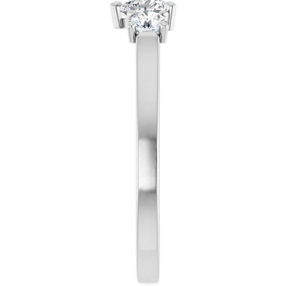 14K White Gold 3/4 CTW Heart-Cut Diamond Three-Stone Engagement Ring with Round Accents