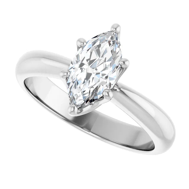 14K White Gold 3/4 CTW Marquise-Cut Diamond Solitaire Engagement Ring