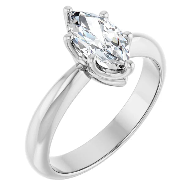 14K White Gold 3/4 CTW Marquise-Cut Diamond Solitaire Engagement Ring