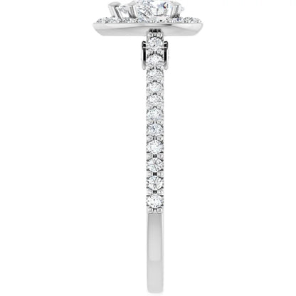 14K White Gold 3/4 CTW Pear-Cut Diamond Halo Engagement Ring with Hidden Accent