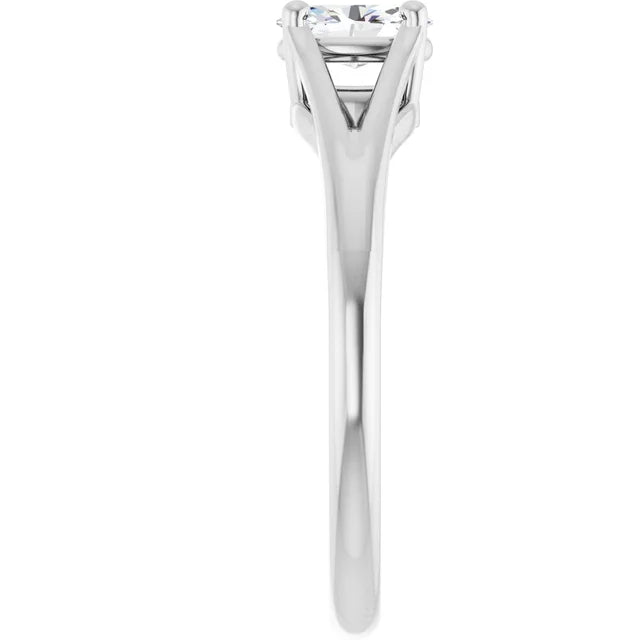 14K White Gold 3/8 CTW Oval-Cut Diamond Engagement Ring with Modern Split Shank
