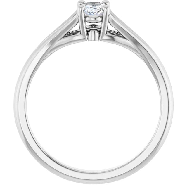 14K White Gold 3/8 CTW Oval-Cut Diamond Engagement Ring with Modern Split Shank
