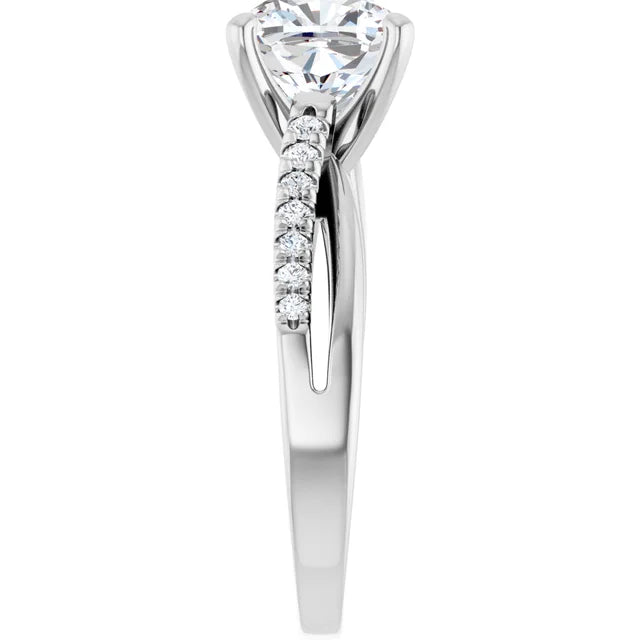 14K White Gold 5/8 CT Cushion Diamond Engagement Ring with Diamond Accents