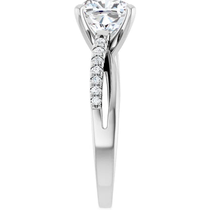 14K White Gold 5/8 CT Cushion Diamond Engagement Ring with Diamond Accents