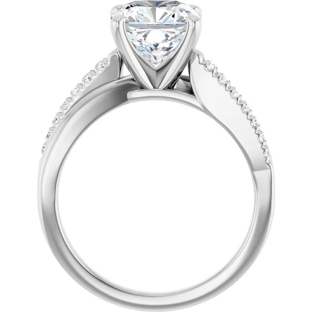 14K White Gold 5/8 CT Cushion Diamond Engagement Ring with Diamond Accents