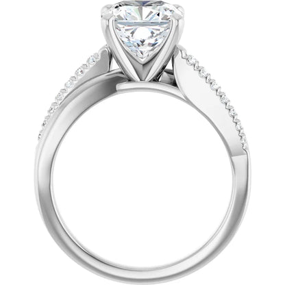 14K White Gold 5/8 CT Cushion Diamond Engagement Ring with Diamond Accents