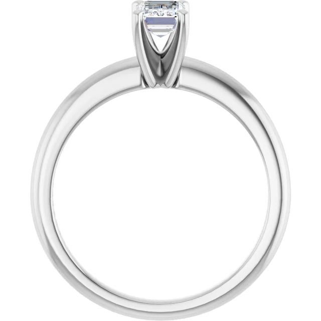 14K White Gold 5/8 CTW Emerald-Cut Diamond Solitaire Engagement Ring
