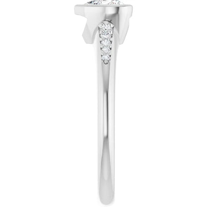 14K White Gold 5/8 CTW Heart-Cut Diamond Bezel-Set Engagement Ring with Pavé Accents