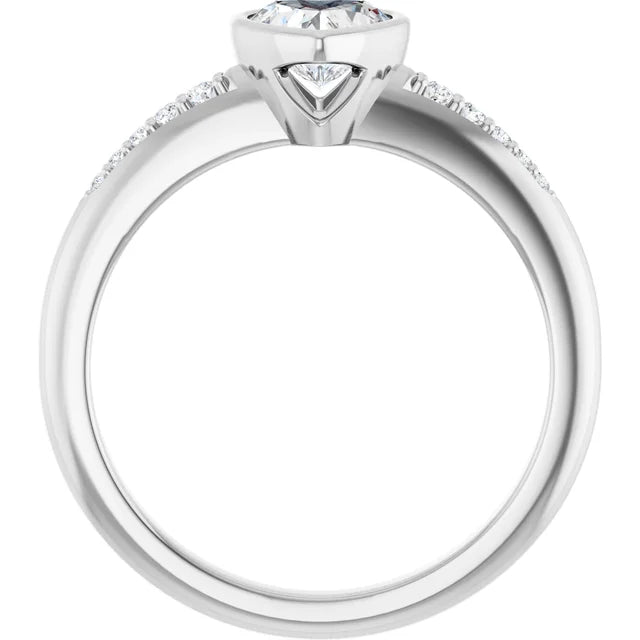 14K White Gold 5/8 CTW Heart-Cut Diamond Bezel-Set Engagement Ring with Pavé Accents