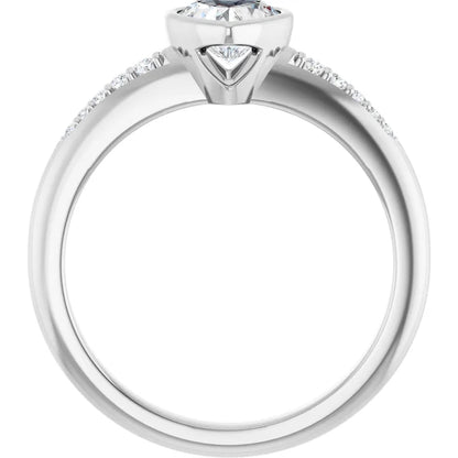 14K White Gold 5/8 CTW Heart-Cut Diamond Bezel-Set Engagement Ring with Pavé Accents