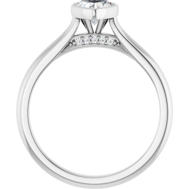 14K White Gold 5/8 CTW Heart-Cut Diamond Solitaire Engagement Ring in Bezel Setting