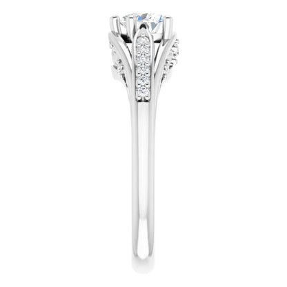 14K White Gold 5/8 CTW Heart Diamond Engagement Ring with Split Pavé Band
