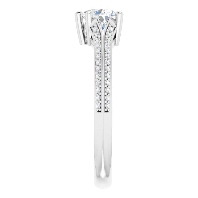 14K White Gold 5/8 CTW Heart Diamond Engagement Ring with Split Pavé Shoulders