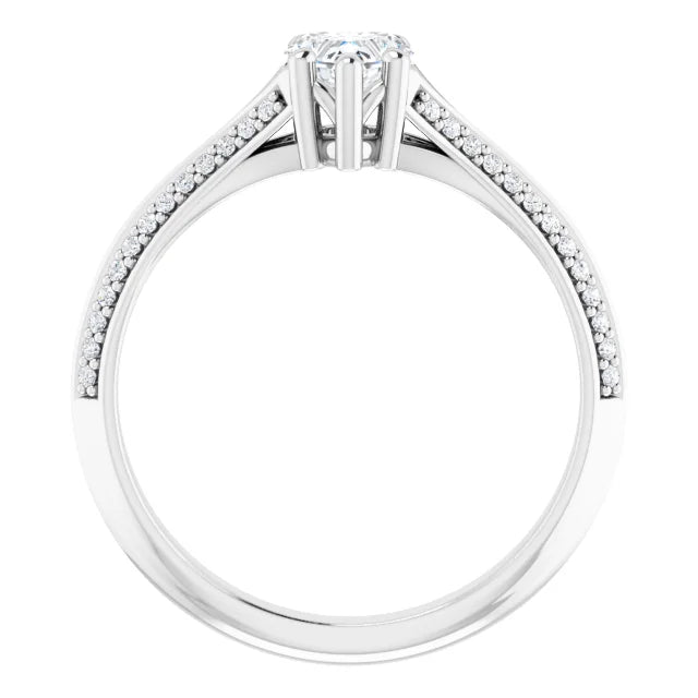 14K White Gold 5/8 CTW Heart Diamond Engagement Ring with Split Pavé Shoulders