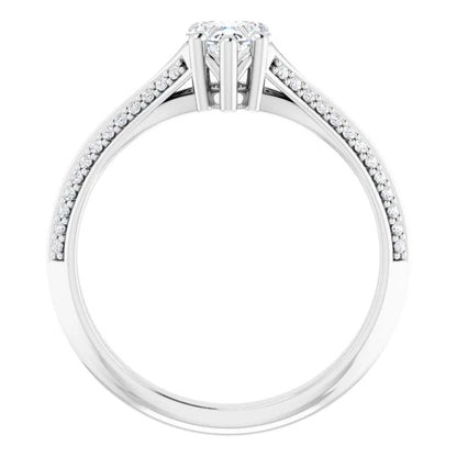 14K White Gold 5/8 CTW Heart Diamond Engagement Ring with Split Pavé Shoulders