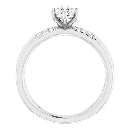 14K White Gold 7/8 CTW Oval-Cut Diamond Double Row Engagement Ring with Double Split Shank