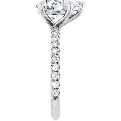 14K White Gold 9/10 CTW Marquise-Cut Diamond Engagement Ring with Pavé Band