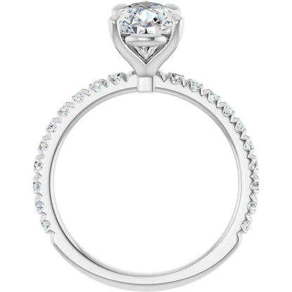 14K White Gold 9/10 CTW Marquise-Cut Diamond Engagement Ring with Pavé Band