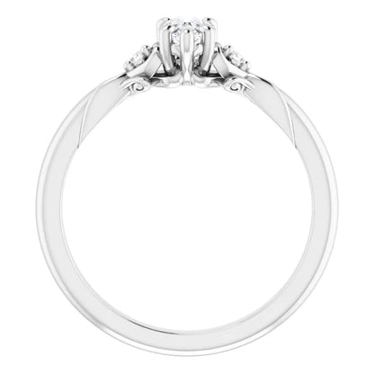 14K White Gold 9/10 CTW Pear-Cut Diamond Engagement Ring with Baguette and Round Halo Accents