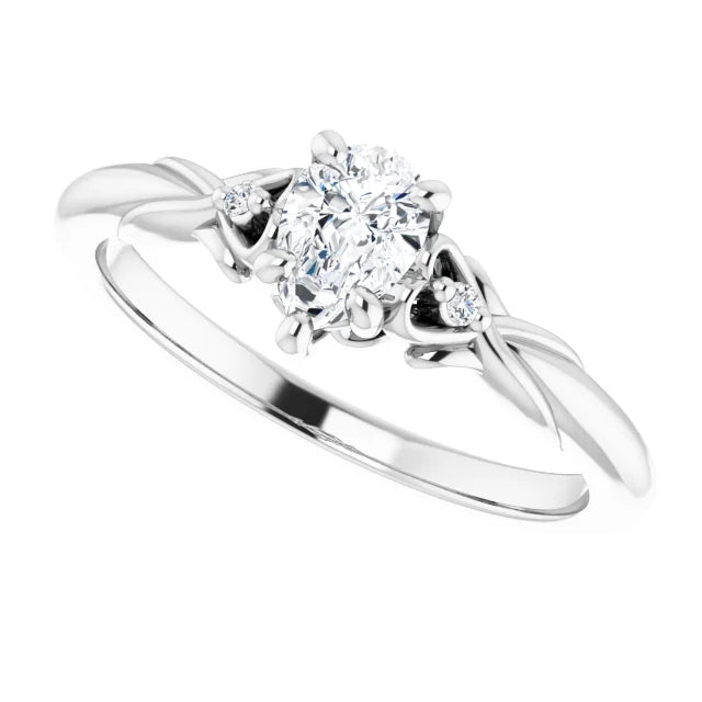 14K White Gold 9/10 CTW Pear-Cut Diamond Engagement Ring with Baguette and Round Halo Accents