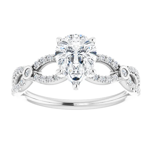 14K White Gold 9/10 CTW Pear-Cut Diamond Engagement Ring with Infinity Accents