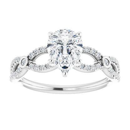 14K White Gold 9/10 CTW Pear-Cut Diamond Engagement Ring with Infinity Accents