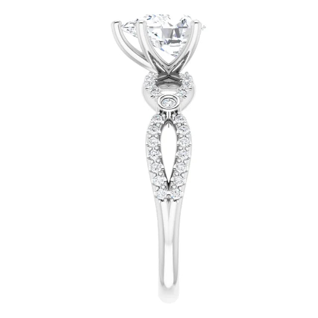 14K White Gold 9/10 CTW Pear-Cut Diamond Engagement Ring with Infinity Accents