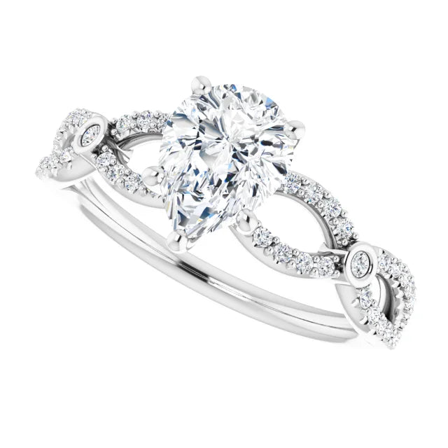 14K White Gold 9/10 CTW Pear-Cut Diamond Engagement Ring with Infinity Accents