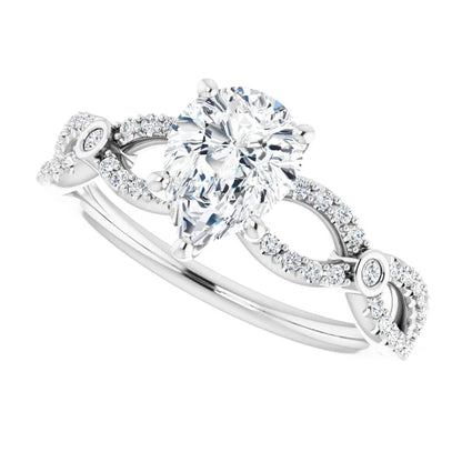 14K White Gold 9/10 CTW Pear-Cut Diamond Engagement Ring with Infinity Accents