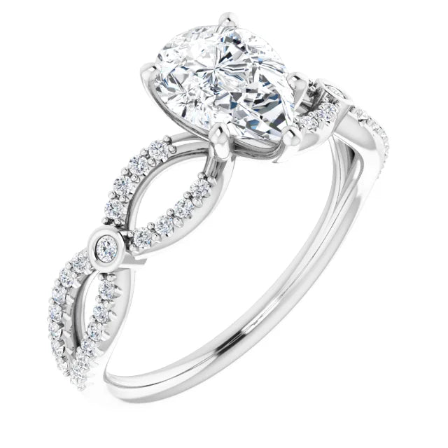14K White Gold 9/10 CTW Pear-Cut Diamond Engagement Ring with Infinity Accents