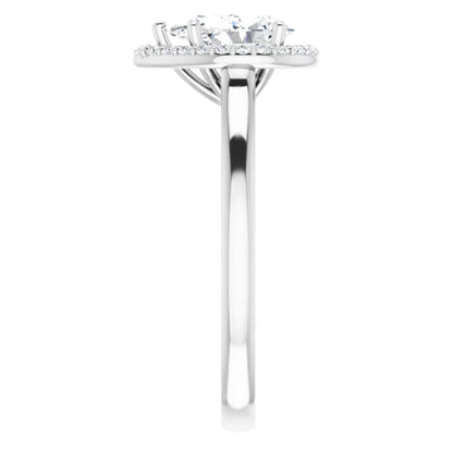 14K White Gold 9/10 CTW Pear-Cut Diamond Halo Engagement Ring