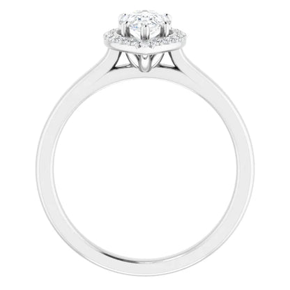 14K White Gold 9/10 CTW Pear-Cut Diamond Halo Engagement Ring