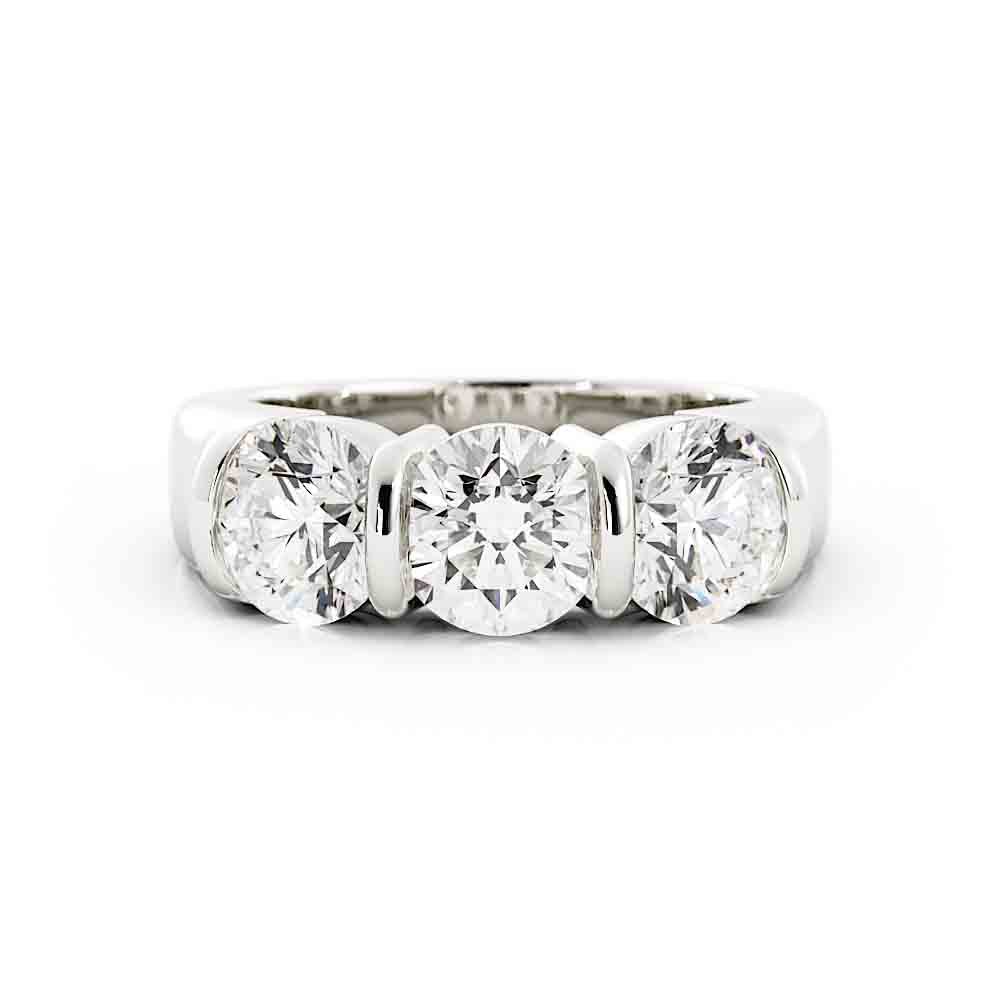 Classic 3 Stone Diamond Band Bar Set