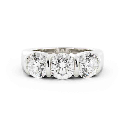 Classic 3 Stone Diamond Band Bar Set