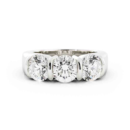 Classic 3 Stone Diamond Band Bar Set