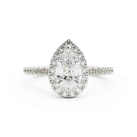 Pear Shaped Center With Halo Diamond Ring