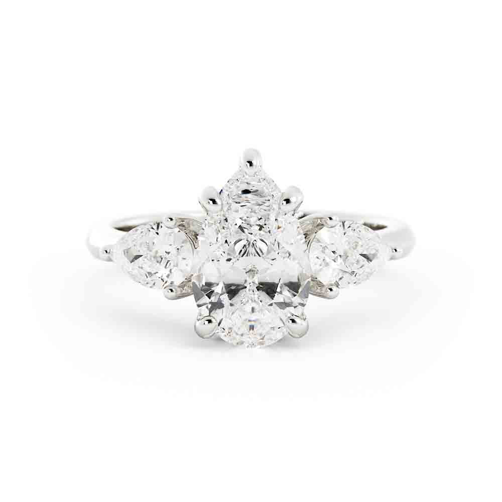 3 Stone Pear Shape Diamond Ring