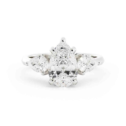 3 Stone Pear Shape Diamond Ring