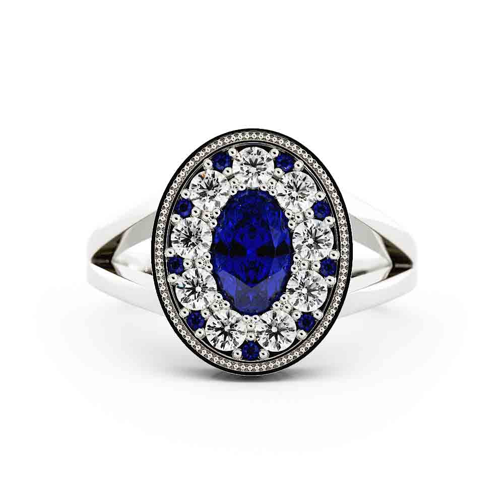 Oval Blue Sapphire And Diamond Ring
