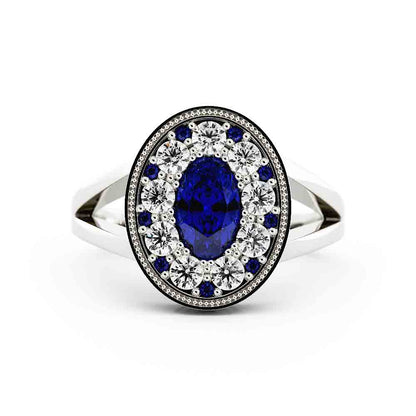 Oval Blue Sapphire And Diamond Ring