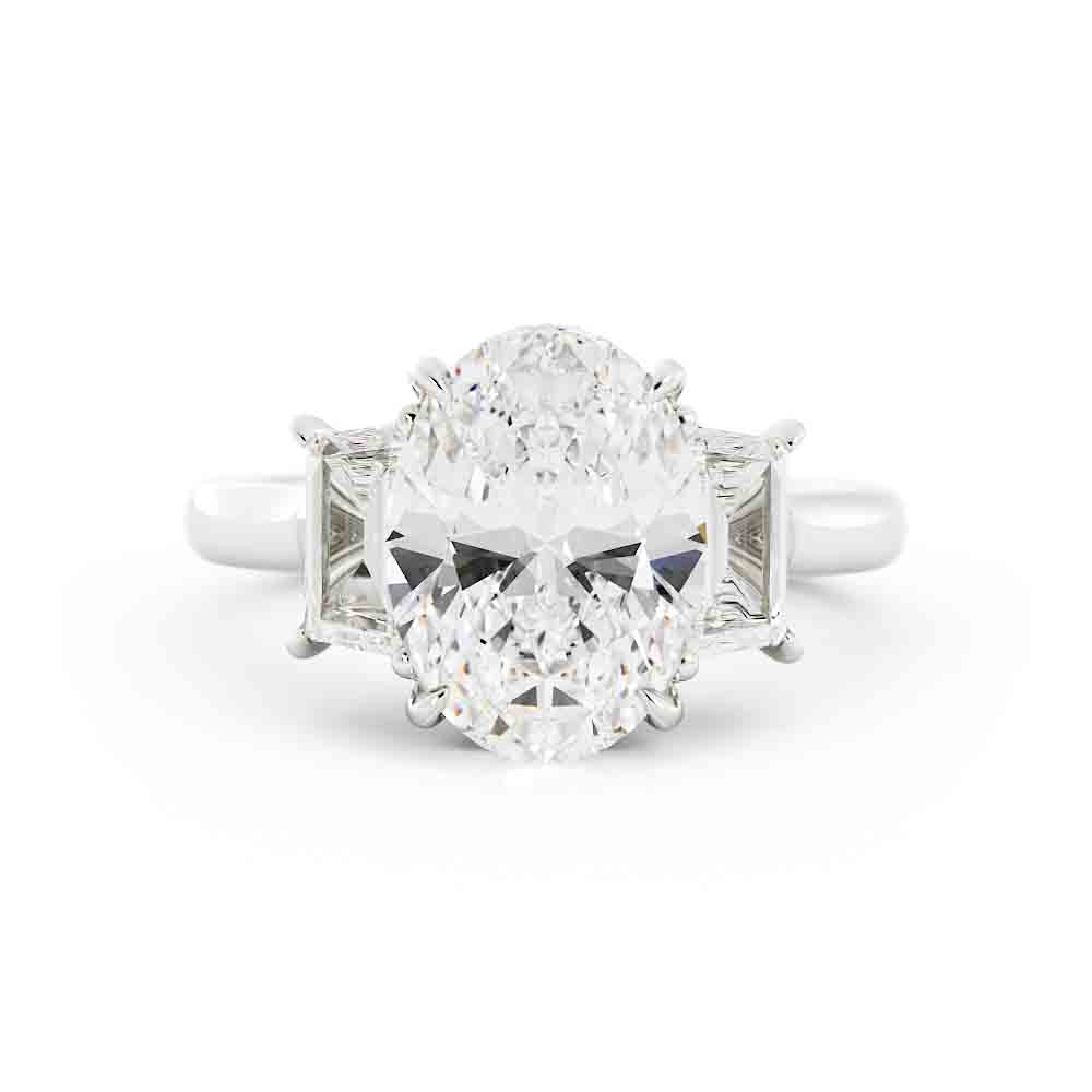 Oval Center With Trap Side diamond Ring