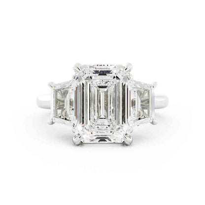 Emerald Cut Diamond Center With Trap Side Diamond Ring