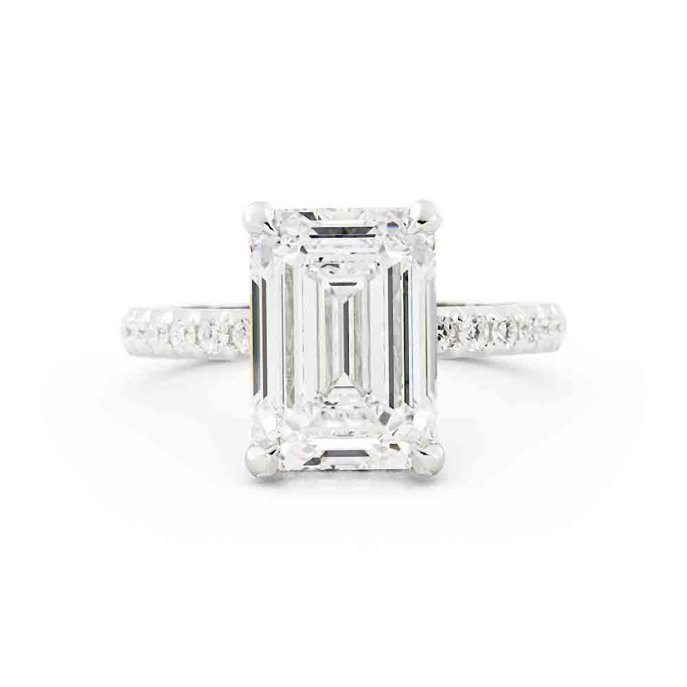 Emerald Cut Diamond With Diamond Gallery Diamond Ring