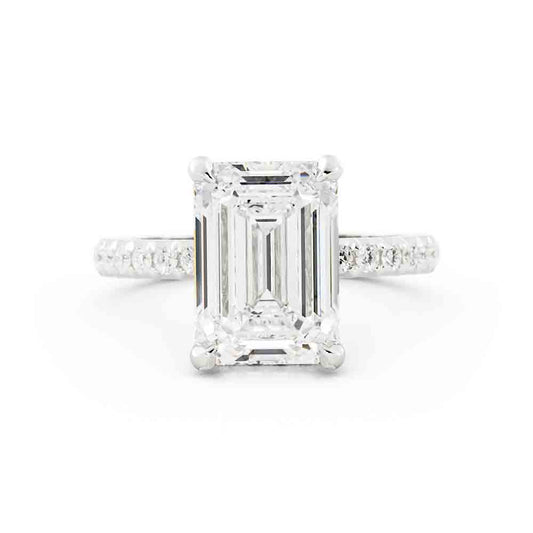 Emerald Cut Diamond With Diamond Gallery Diamond Ring