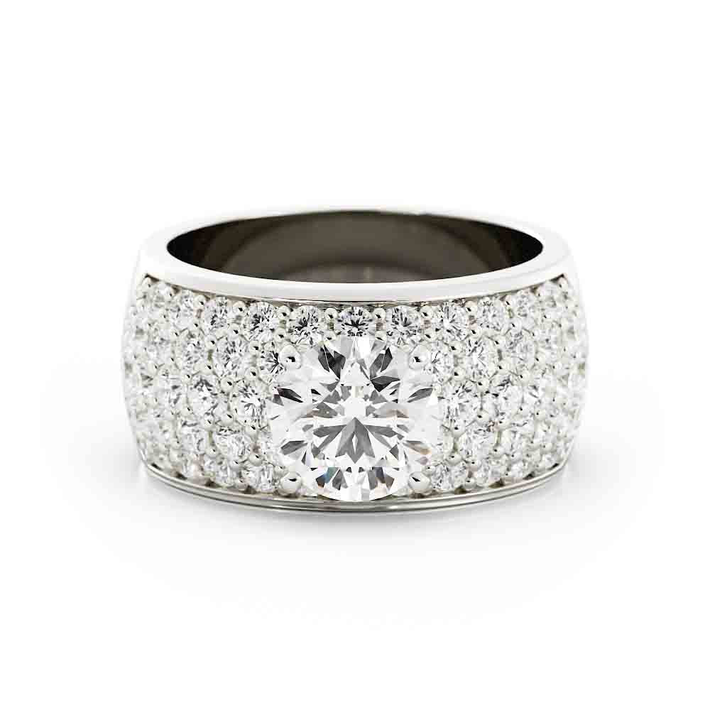 5 Row Rd Diamond Pave Band With Center Stone
