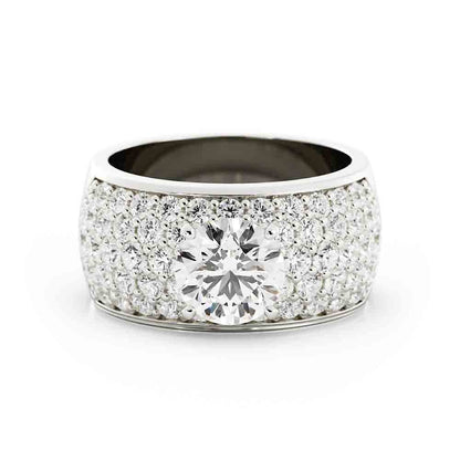 5 Row Rd Diamond Pave Band With Center Stone