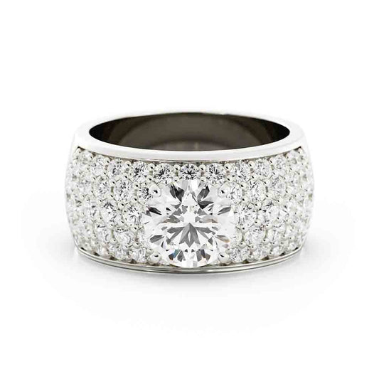 5 Row Rd Diamond Pave Band With Center Stone
