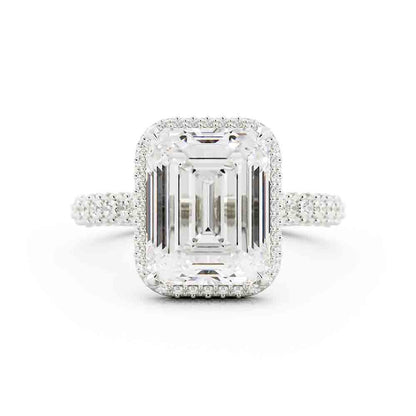 3 Sided Pave Diamond Ring with Halo