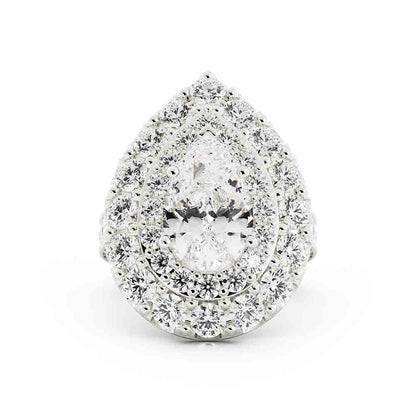 Double Halo Pear Shaped Diamond Ring