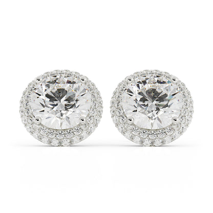 Pave Natural Diamond Earrings 14k w/g